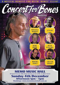 Concert For Bones on Sunday 4th December, Memo Musichall St Kilda, 1-5pm with an absolute Stellar cast! 