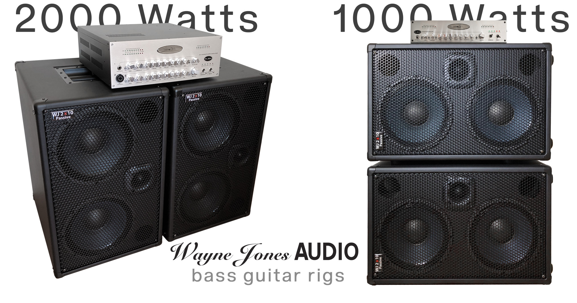 WJ 700 Watt Passive 2x10 Bass Cabinets - 8 Ohms, Compact, Hi End, Crystal Clear, Full Range 2×10 Bass Cabinet (40 Hz – 20 KHz), WJBA2 WJBA2 1000 Watt Stereo Power Amplifier
